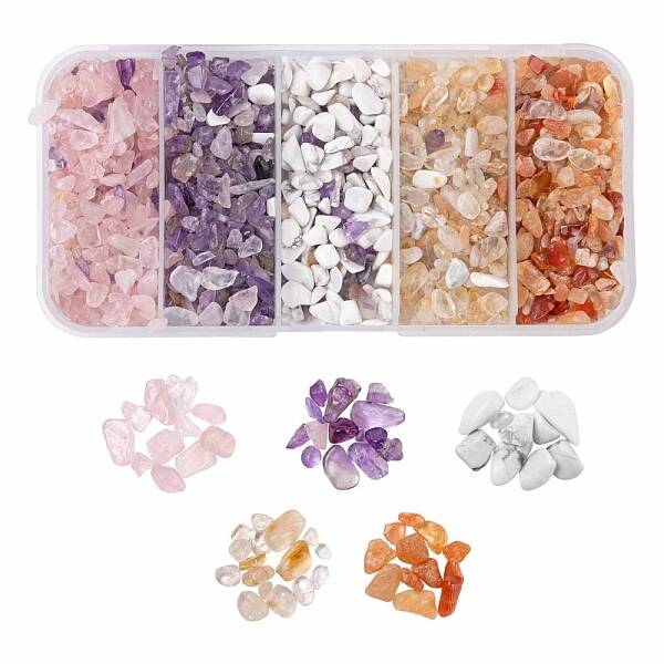 150G 5 Style Natural Mixed Gemstone Chip Beads