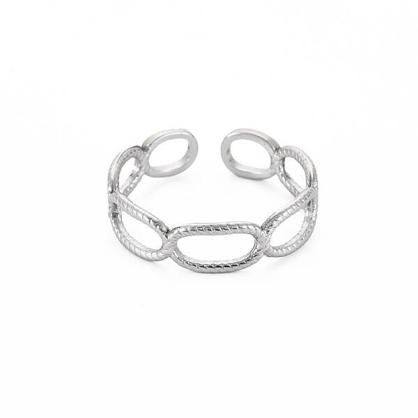 Non-Tarnish 304 Stainless Steel Open Oval Wrap Cuff Ring for Women