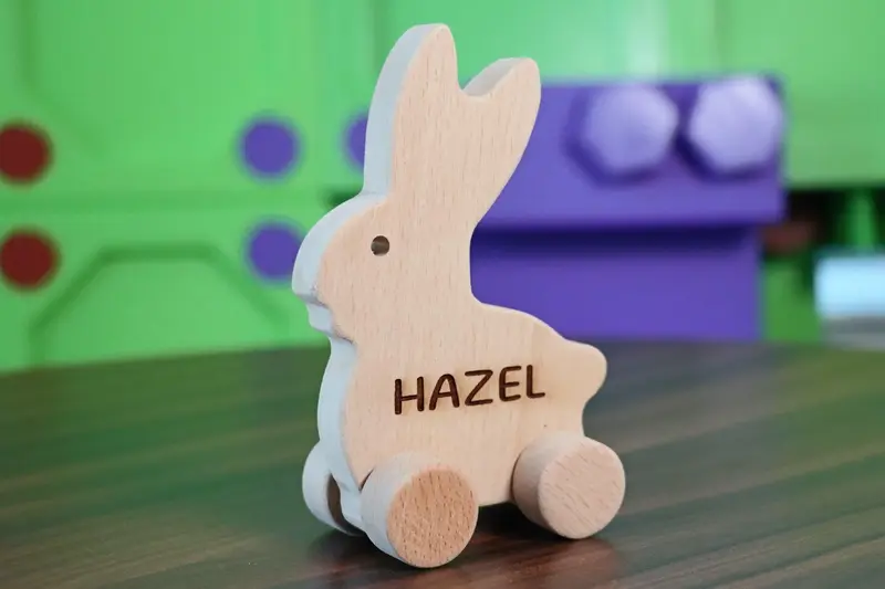 Wooden Toy Car - Rabbit - Personalized - Handmade Montessori Toy