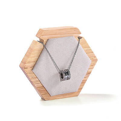 Hexagon Wood Covered with Velvet One Necklace Display Stands