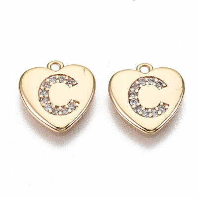 Brass Micro Pave Clear Cubic Zirconia Charms
