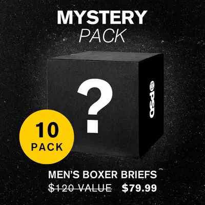 PSD Men's Mystery Boxer Brief 10-Pack Bundle - Standard Length 7 Inch Inseam, Soft, Stretchy, and Breathable Poly Blend Fabri...