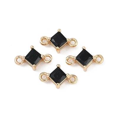 Brass Pave Glass Rhombus Links Connector Charms