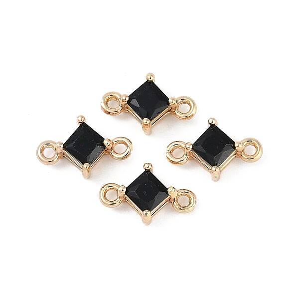 Brass Pave Glass Rhombus Links Connector Charms