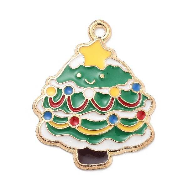 Christmas Theme Alloy Enamel Pendants