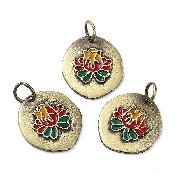 Tibetan Style Rack Plating Brass Enamel Pendant