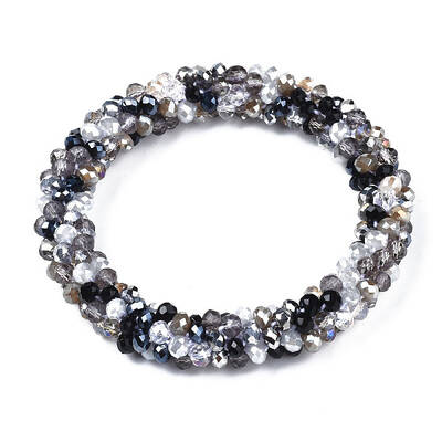 Glass Beaded Crochet Stretch Bracelet