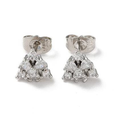 Brass Rhinestone Stud Earrings