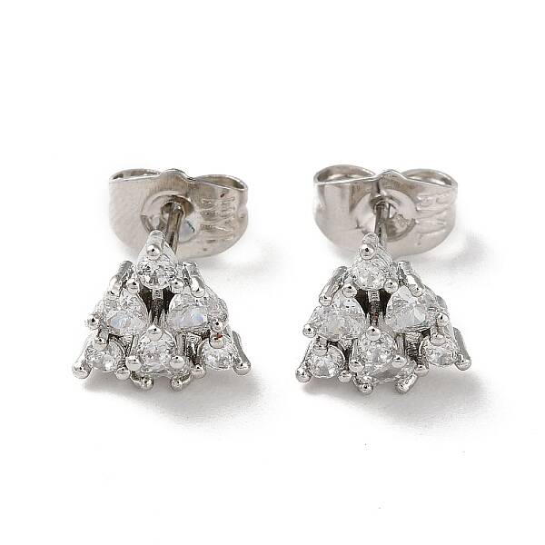 Brass Rhinestone Stud Earrings