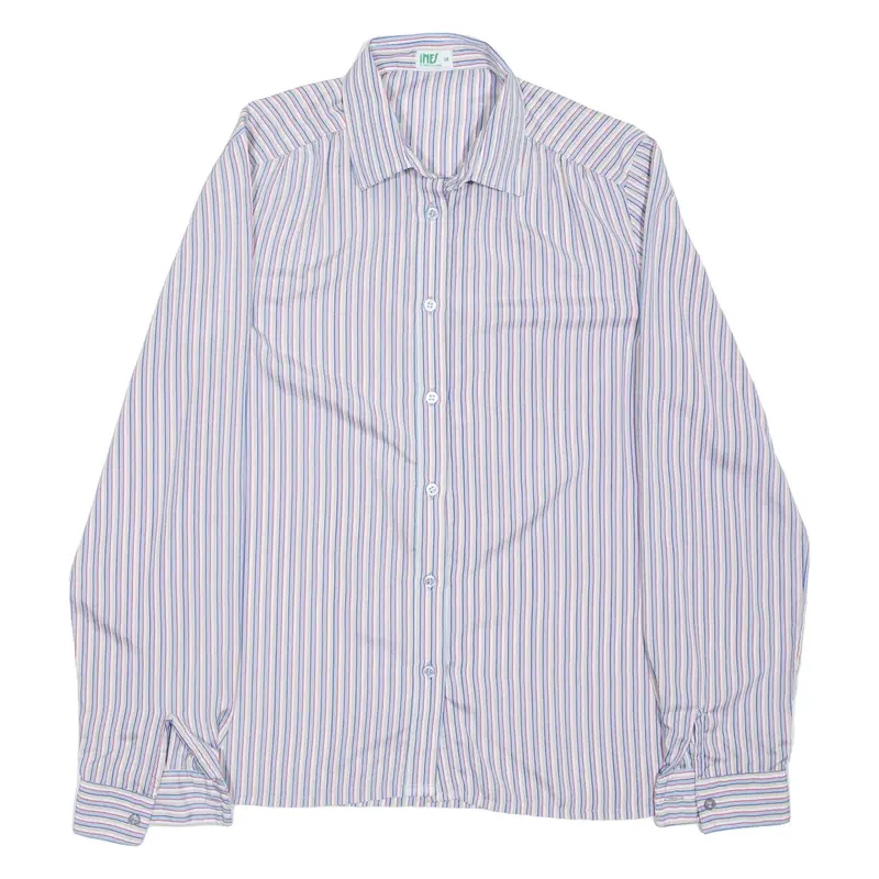 INES Shirt Blue Striped Long Sleeve Mens S
