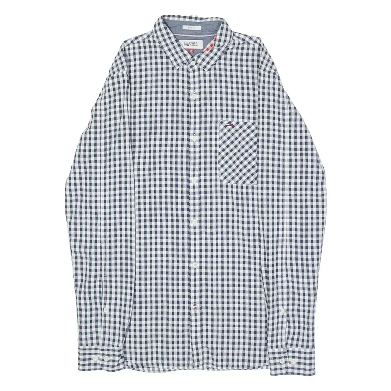 TOMMY HILFIGER Slim Fit Mens Shirt Black Gingham Long Sleeve M