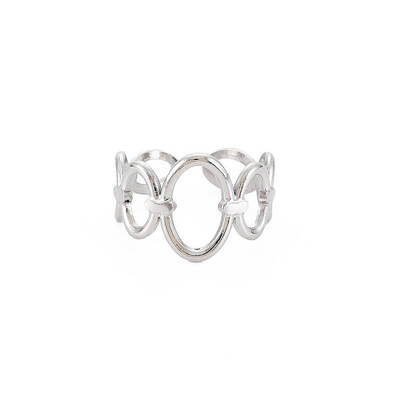 Non-Tarnish 304 Stainless Steel Open Oval Wrap Cuff Ring for Women