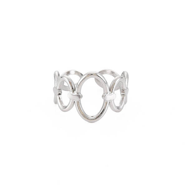 Non-Tarnish 304 Stainless Steel Open Oval Wrap Cuff Ring for Women