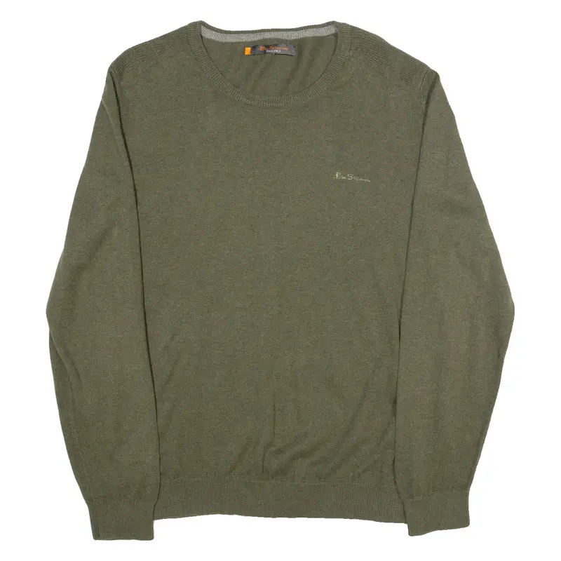 BEN SHERMAN Mens Jumper Green 90s Tight Knit XL
