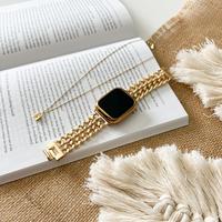Chic Chain-Link Metal Band for Apple Watch | Lightweight Bracelet Strap in Gold, Rose Gold, Silver & Black | Snap-Clasp Fit w...