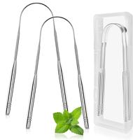 2 Pack Tongue Scraper Reduce Bad Breath U-Shape Stainless Steel for Adults Metal  Cleaner for Oral Care and Fresher Breath To...