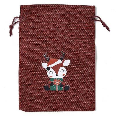 Christmas Theme Jute Cloth Storage Bags