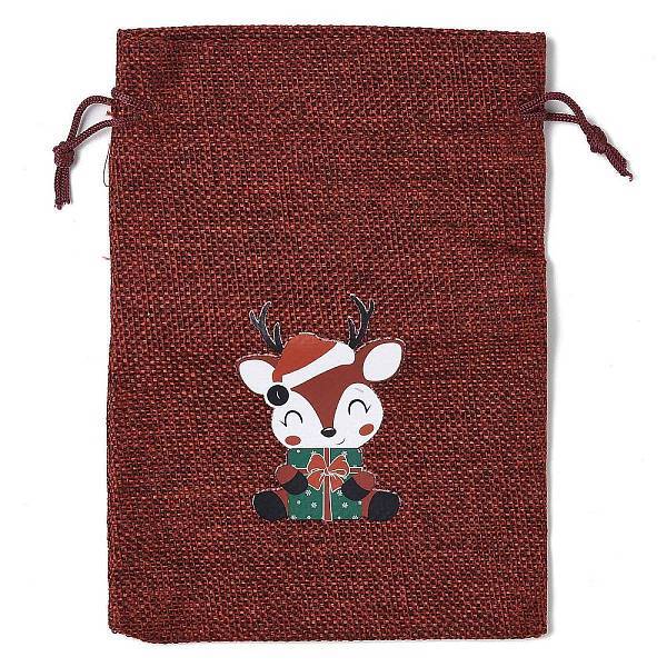Christmas Theme Jute Cloth Storage Bags