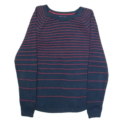 TOMMY HILFIGER Mens Patterned Jumper Blue Striped Tight Knit XL