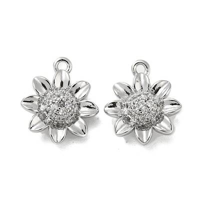 Brass Micro Pave Clear Cubic Zirconia Charms