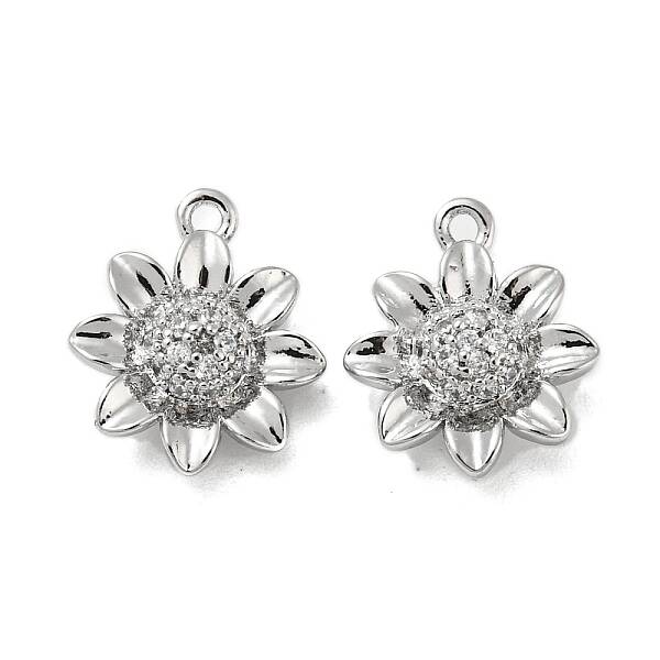 Brass Micro Pave Clear Cubic Zirconia Charms