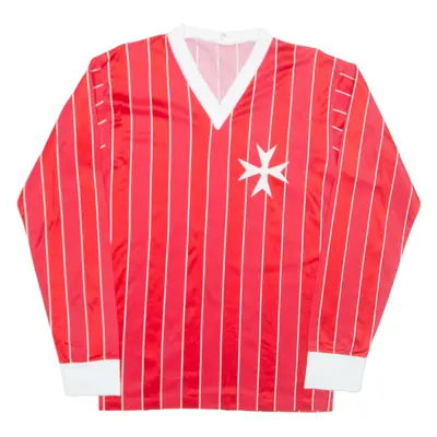 LAMBSWEAR Sportswear Striped Mens Jersey Red Long Sleeve V-Neck S