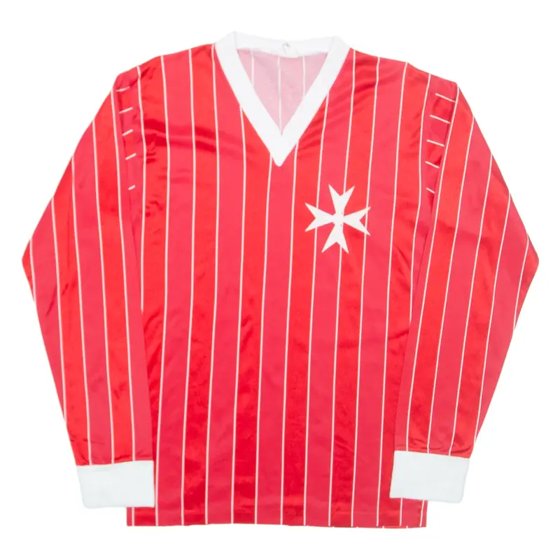 LAMBSWEAR Sportswear Striped Mens Jersey Red Long Sleeve V-Neck S