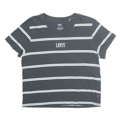 LEVI'S Striped Womens T-Shirt Grey S