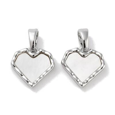 Brass Pave Natural Shell Heart Charms