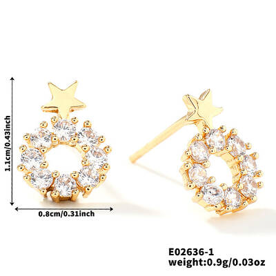 Brass Rhinestone Stud Earrings for Women