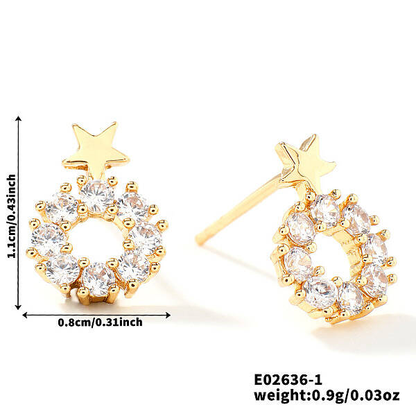 Brass Rhinestone Stud Earrings for Women