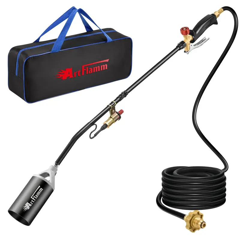 Portable Propane Torch Weed Burner Kit with Storage Bag, High Output BTUs Weed Torch with 10 FT Hose, Self Igniter Weed Flame...