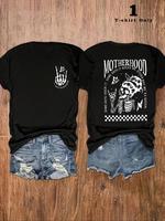 Women's Skull & Butterfly Print Short Sleeve Tee, Casual Style Graphic Round Neck T-shirt for Daily Wear, Graphic Tees, Ladie...