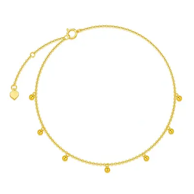 14K Gold Bead Single Layer Charm Anklet