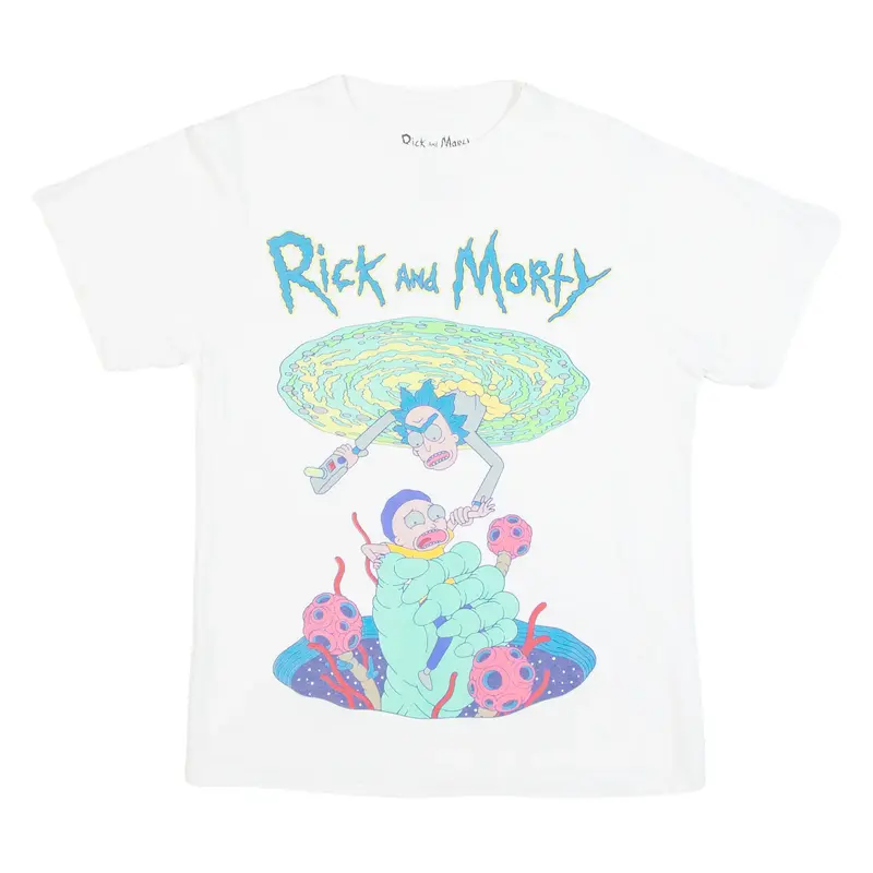 PULL&BEAR Adult Swim Rick & Morty Mens T-Shirt White USA XS