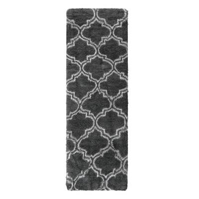 Garvee Runner Rug Dark Grey 2x8 Shag Rug for Living Room Shaggy Rug Kids Rug Plush Rug Geometric Bedroom Carpet Fluffy Rug Be...