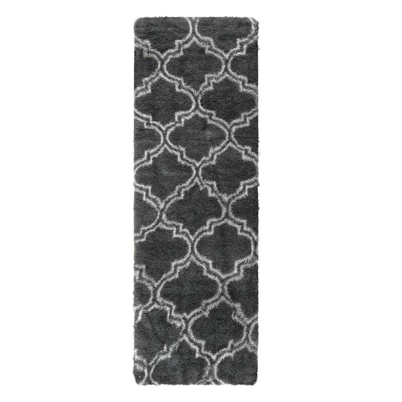 Garvee Runner Rug Dark Grey 2x8 Shag Rug for Living Room Shaggy Rug Kids Rug Plush Rug Geometric Bedroom Carpet Fluffy Rug Be...
