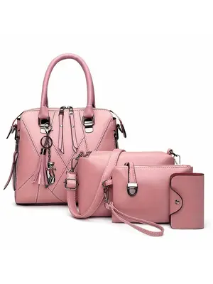 Women's Fashionable Elegant Bag Set, Including Random Pattern Patchwork Tote Bag & Crossbody Bag & Card Holder & Wristlet Bag...
