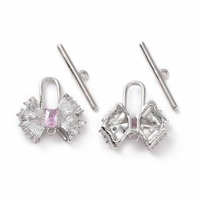 Brass Pave Pearl Pink Cubic Zirconia Toggle Clasps