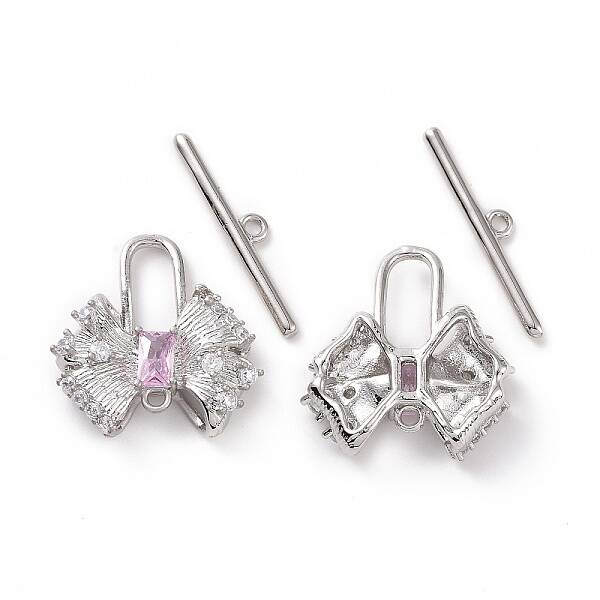 Brass Pave Pearl Pink Cubic Zirconia Toggle Clasps
