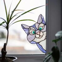 Cute Cat Pattern Glass Window Decoration Sticker, 1 Count Self-adhesive Decorative Sticker, Waterproof & Moisture-proof Deco...
