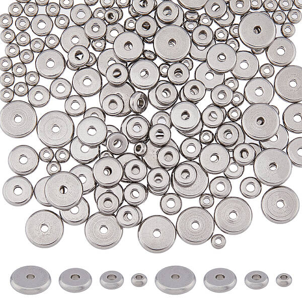 230Pcs 4 Style 304 Stainless Steel Beads
