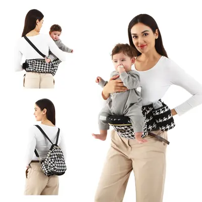 3-in-1 Baby Hip Seat Carrier: Diaper Bag + Backpack + Lumbar Support, CPC Certified with Molle Bottle Bag, for Newborns & Tod...