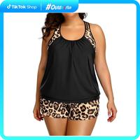 Holipick Floral Plus Size Tankini Swimsuit for Women Two Piece Tummy Control Bathing Suit Blouson Racerback Tankini Top with ...