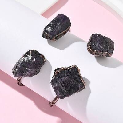 Natural Amethyst Beads Cuff Bangles