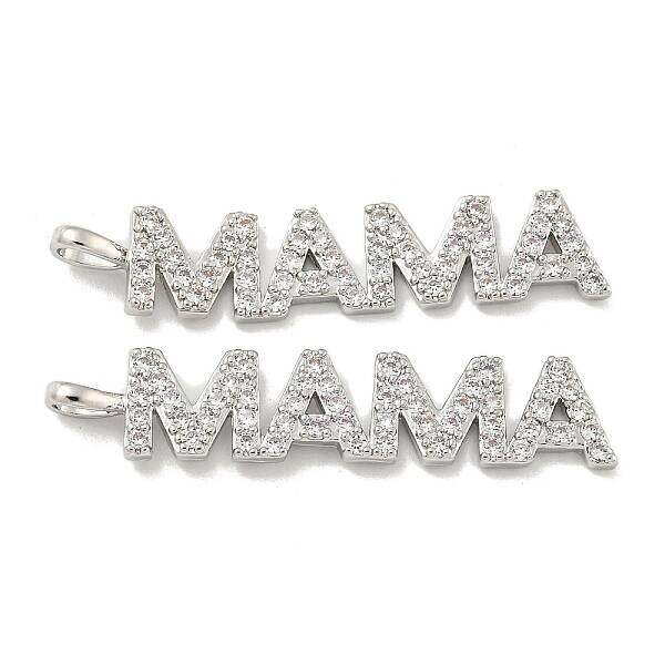 Mother's Day Brass Micro Pave Cubic Zirconia Pendants