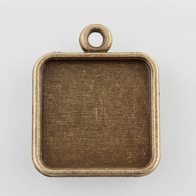 Square Alloy Pendant Cabochon Settings