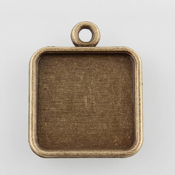 Square Alloy Pendant Cabochon Settings