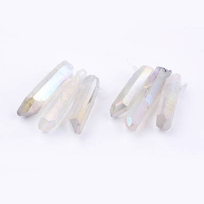 Electroplated Natural Quartz Crystal Graduated Beads Strands