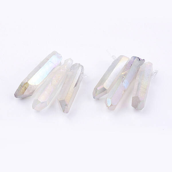 Electroplated Natural Quartz Crystal Graduated Beads Strands